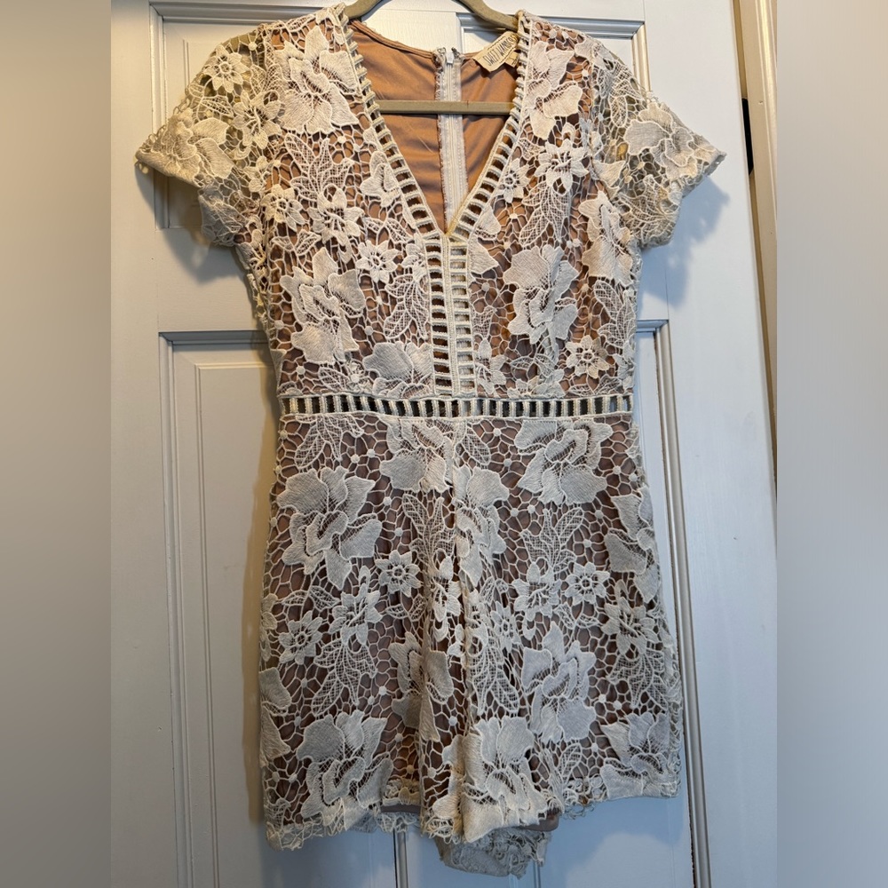 White lined lace jumpsuit!!!